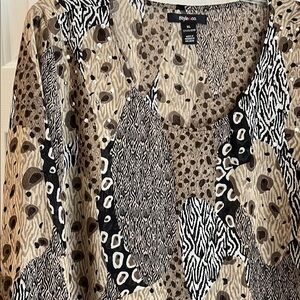 Sequins Animal Print Tunic Blouse with 3/4 Sleeve NWOT XL